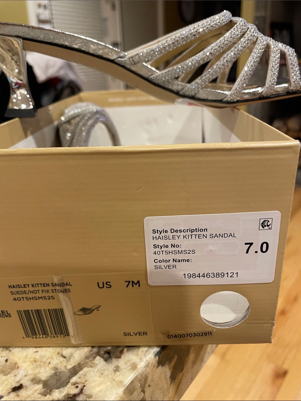 NWT Michael Kors Silver Rhinestone Strappy Kitten Heels - Picture 2 of 10